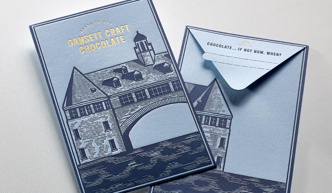 Letterpress Packaging for Gansett Craft Chocolate